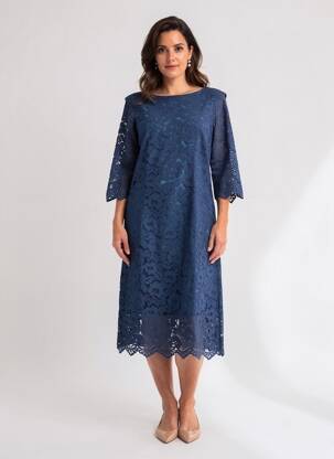 Rochie midi mâneci 3/4 mâneci 3/4 albastru MOLLY BRACKEN femeie