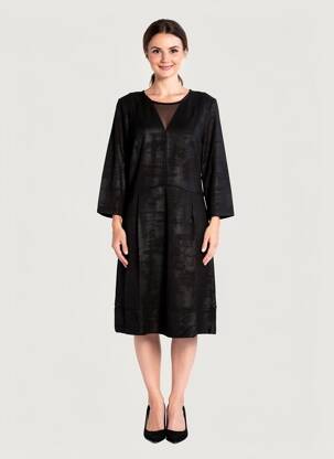 Rochie midi mâneci 3/4 mâneci 3/4 negru EVA KAYAN femeie