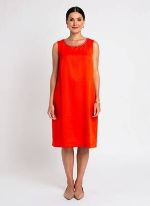 Rochie midi fără mâneci fără mâneci portocalie EVA KAYAN femeie