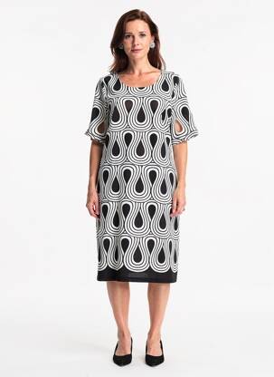 Rochie midi țesătură crep mâneci scurte negru FRANCE RIVOIRE femeie