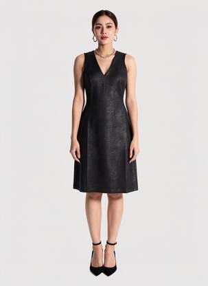Rochie midi fără mâneci fără mâneci gri EVA KAYAN femeie