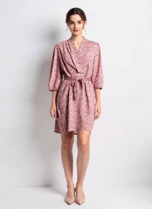 Rochie scurtă mâneci 3/4 mâneci 3/4 roșu GRACE & MILA femeie