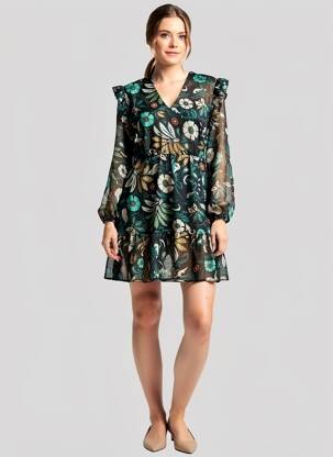 Rochie scurtă mâneci lungi mâneci lungi negru ARTIGLI femeie