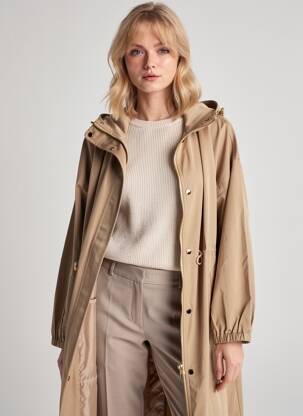 Trench țesătură poplin cu glugă bej GRACE & MILA femeie