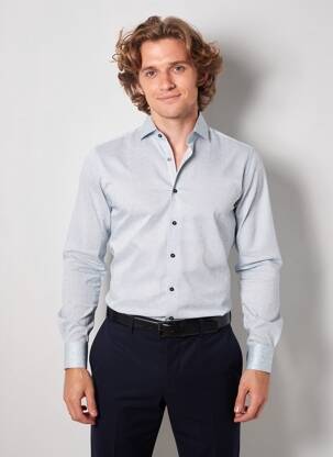 Cămașă cu mâneci lungi imprimeu fantezie albastru 1863 BY ETERNA bărbat