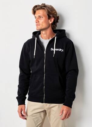Jachete casual strânsă pe partea de jos negru SUPERDRY bărbat