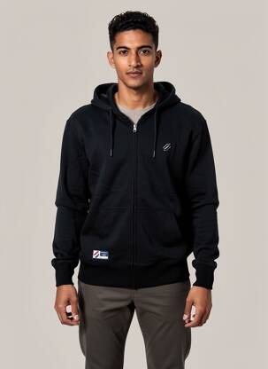 Jachete casual strânsă pe partea de jos negru SUPERDRY bărbat