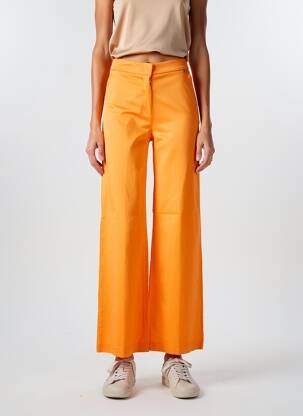 Pantalon larg țesătură poplin talie înaltă portocalie KOCCA femeie