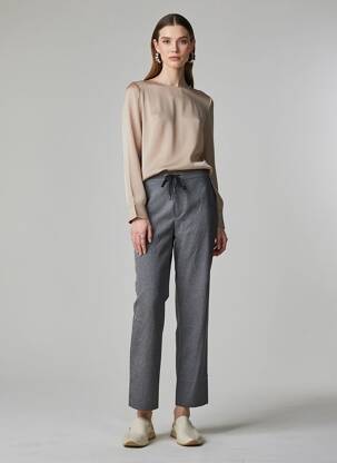 Pantalon chino închidere cu fermoar sub clapetă cu cârlig mărime normală gri ONE STEP femeie