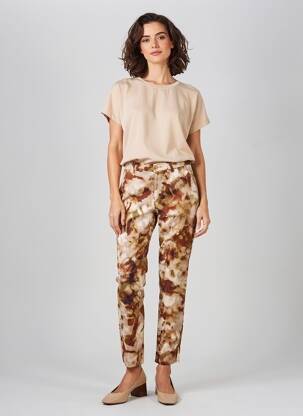 Pantalon chino țesătură poplin mărime normală maro KANOPE femeie