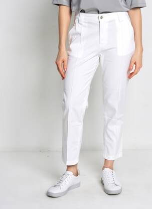 Pantalon 7/8 talie cu cleme mărime normală alb YOULINE femeie
