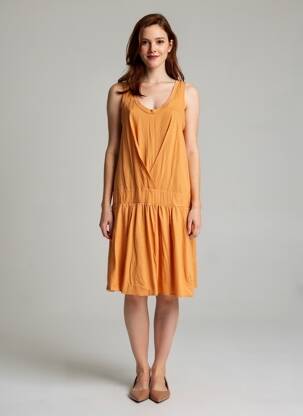 Rochie midi fără mâneci fără mâneci portocalie LACOSTE femeie