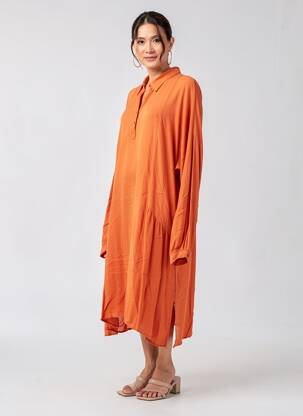 Rochie midi croială fluidă mâneci lungi portocalie LA FEE MARABOUTEE femeie