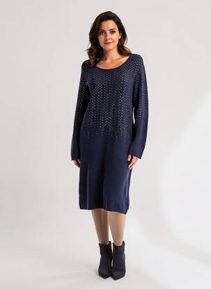 Rochie pulover elasticitate mâneci lungi albastru ANANKE femeie