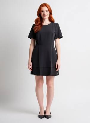 Rochie scurtă închidere cu fermoar la spate mâneci scurte negru TOMMY HILFIGER femeie