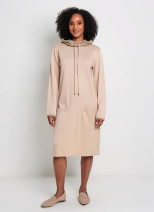 Rochie pulover guler bilă mâneci lungi maro FUEGO WOMAN femeie