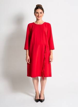 Rochie scurtă mâneci 3/4 mâneci 3/4 roșu FUEGO WOMAN femeie
