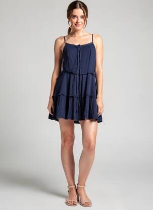 Rochie scurtă croială fluidă bretele subțiri albastru SUPERDRY femeie