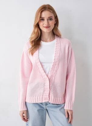 Vestă cu mâneci lungi strânsă pe partea de jos roz TRUSSARDI JEANS femeie