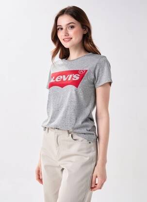 Tricou serigrafie mâneci scurte gri LEVI'S femeie