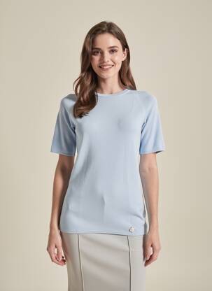Pulover elasticitate mâneci scurte albastru TRUSSARDI JEANS femeie