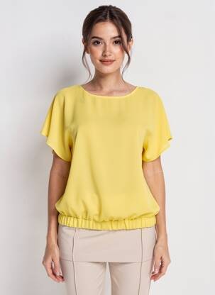 Bluză ușoară și transparentă mâneci scurte galben TRUSSARDI JEANS femeie