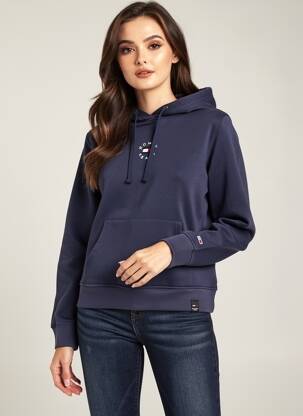 Hanorac cu glugă broderie mâneci lungi albastru TOMMY HILFIGER femeie
