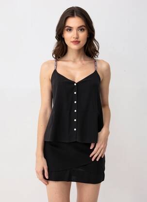 Top elasticitate bretele subțiri negru TOMMY HILFIGER femeie