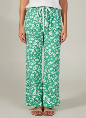 Pantalon larg țesătură crep mărime normală verde LAURE + MAX femeie