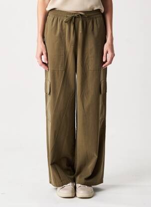 Pantalon larg țesătură poplin mărime normală verde ORFEO femeie