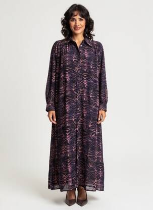Rochie lungă mâneci lungi mâneci lungi violet IMPREVU femeie