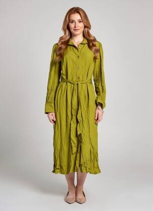 Rochie lungă mâneci lungi mâneci lungi verde ORFEO femeie