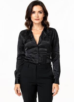 Cămașă croială fluidă mâneci lungi negru LAURE + MAX femeie
