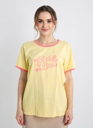 Tricou serigrafie mâneci scurte galben IMPREVU femeie
