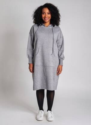 Rochie pulover guler în v mâneci lungi gri WORLD FASHION femeie