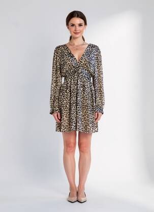 Rochie scurtă mâneci lungi mâneci lungi bej EMMA ELLA femeie