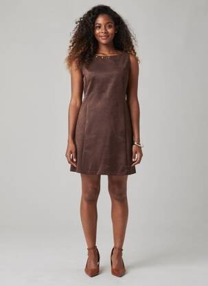 Rochie scurtă fără mâneci fără mâneci maro CHARMING GIRL femeie