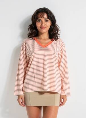 Tricou mâneci lungi mâneci lungi portocalie WIYA femeie