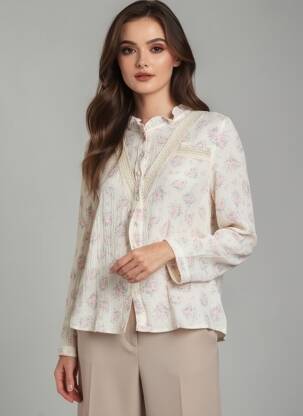 Cămașă imprimeu floral mâneci lungi bej VERSION FEMININ femeie