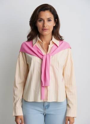 Cămașă țesătură poplin mâneci lungi roz SEASON femeie