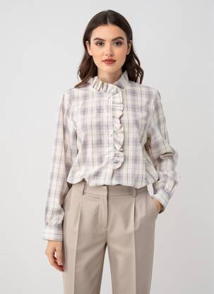 Cămașă țesătură crep mâneci lungi maro EXQUISS'S femeie