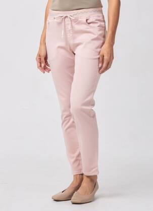 Pantalon slim talie elastică mărime normală roz MAISON ONADO femeie