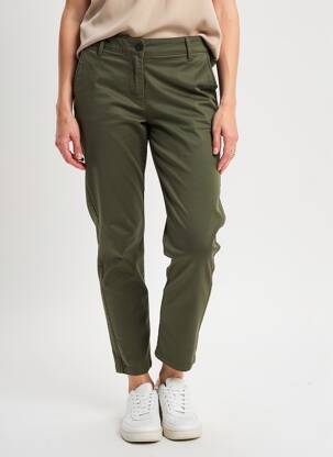Pantalon chino închidere cu fermoar sub clapetă cu nasturi mărime normală verde MADE IN ITALY femeie
