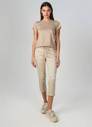 Pantalon trei sferturi talie elastică mărime normală bej MAISON ONADO femeie