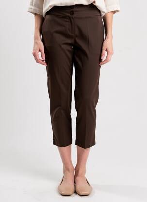 Pantalon 7/8 închidere cu fermoar sub clapetă cu nasturi mărime normală maro CHIC & JEUNE femeie