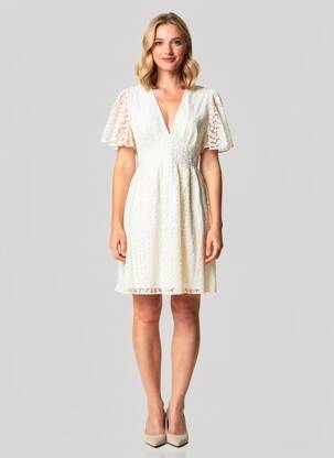 Rochie midi mâneci scurte mâneci scurte bej IKOONE&BIANKA femeie