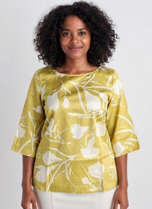 Bluză imprimeu floral mâneci 3/4 verde MARIA BELLENTANI femeie