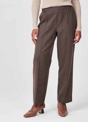 Pantalon drept țesătură crep mărime normală maro YERSE femeie