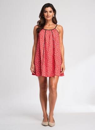 Rochie scurtă imprimeu floral bretele subțiri roșu SINOE BY BAMBOO'S femeie