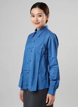 Cămașă croială cambrată mâneci lungi albastru SINOE BY BAMBOO'S femeie